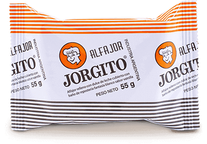 Alfajor simple blanco. Jorgito