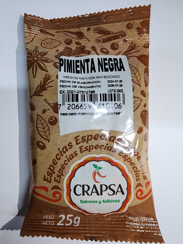 Pimienta negra 25gr. Crapsa