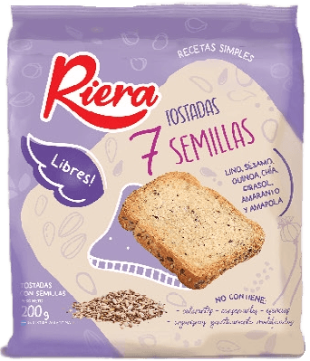 Tostadas 7 semillas. Riera. 200gr.