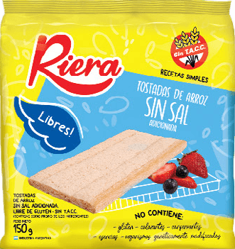 Tostadas de arroz sin sal. Riera. 150gr.